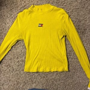 Tommy Hilfiger Yellow Fitted Long Sleeve Tee